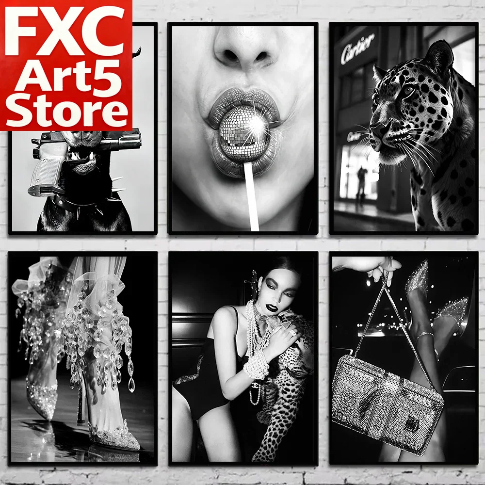 Vintage Fashion Photography - 1PC 프레임리스 흑백 패션 빈티지 사진
