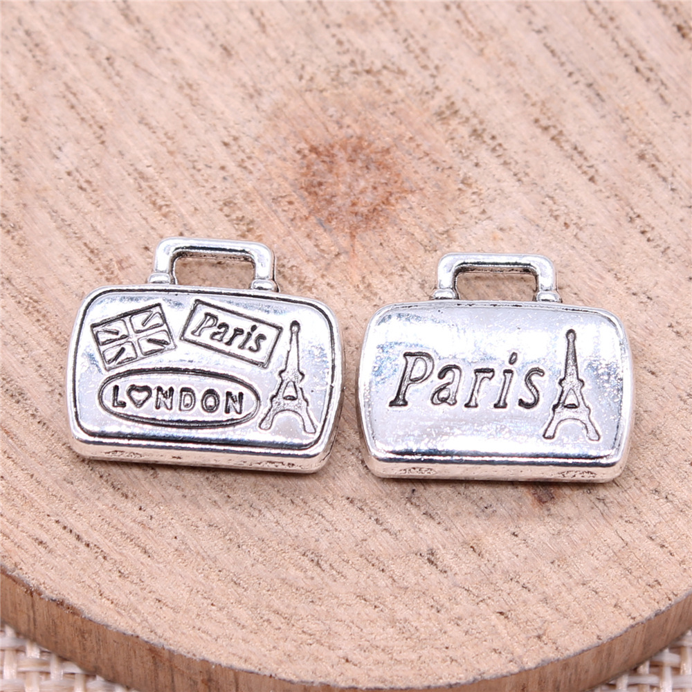 Vintage Fashion Paris - 10개 16x14mm(0.63x0.55인치) 앤틱 실버 컬러 관광