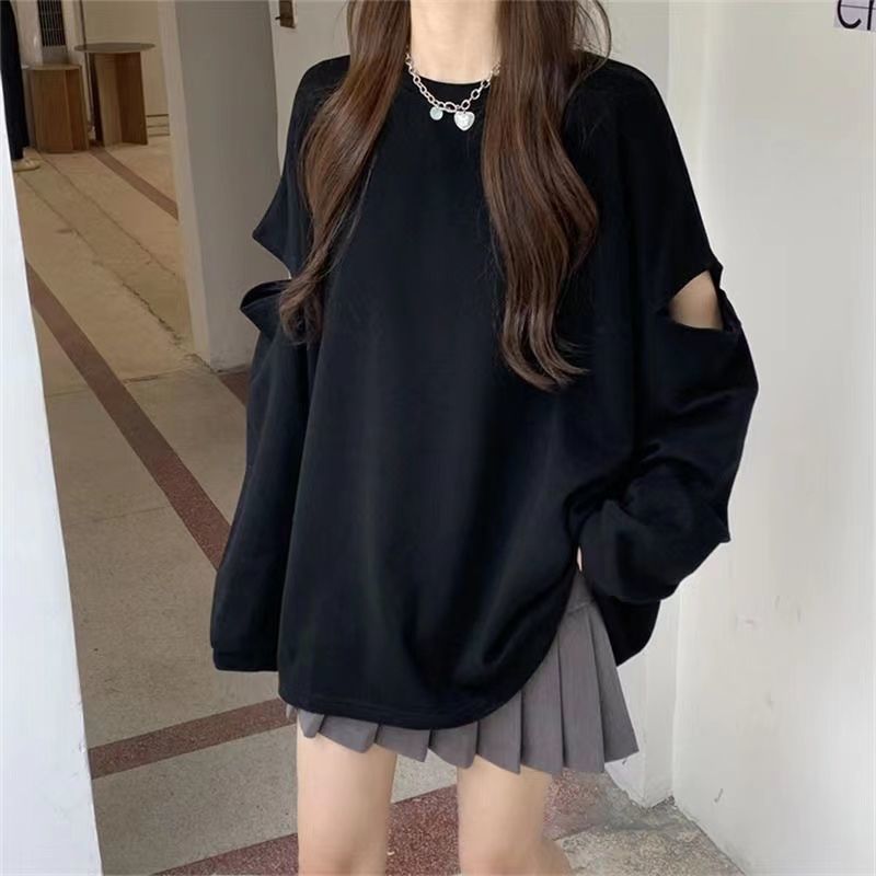 Vintage Fashion Uk - 여성용 구멍 뚫린 루즈 트렌드 티셔츠,