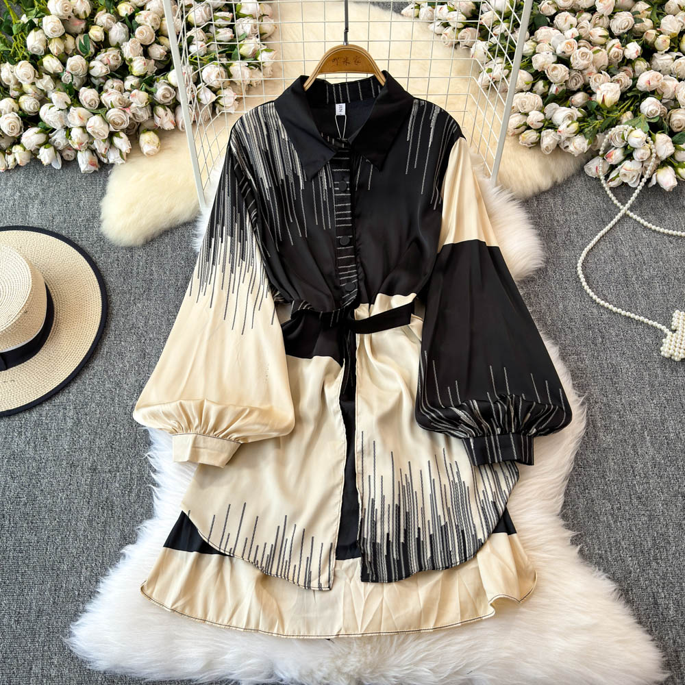 Vintage Fashion Trends - 여성용 빈티지 라펠 넥 긴팔 셔츠,