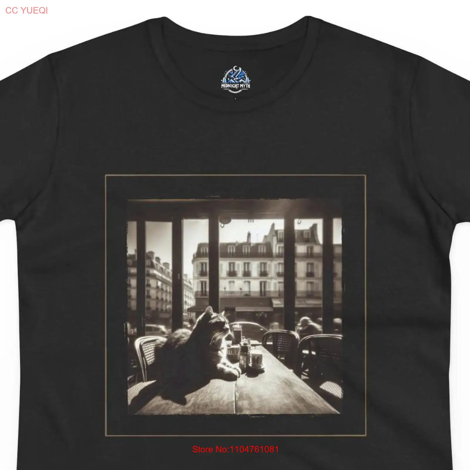 Vintage Fashion Paris - 빈티지 파리 카페 재미있는 고양이 티셔츠