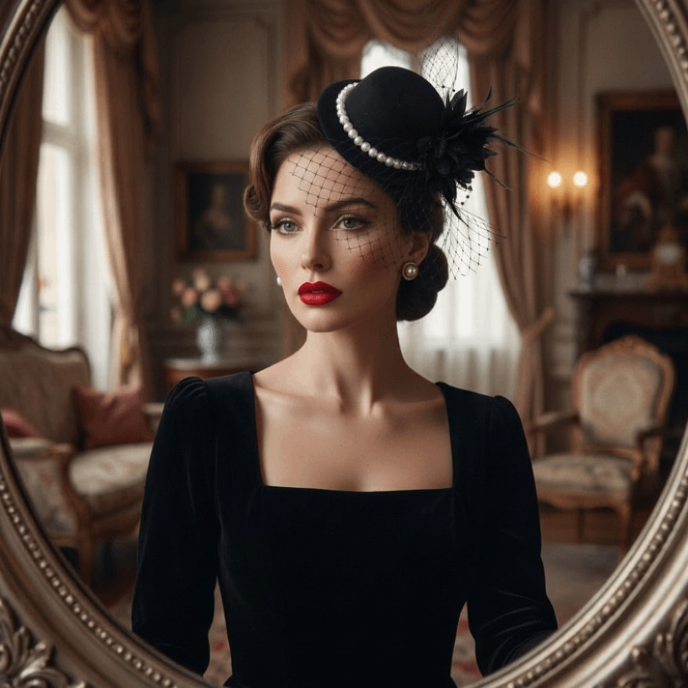 Vintage Fashion Photography - 패션 고급스러운 빈티지 장식 모자 우아한
