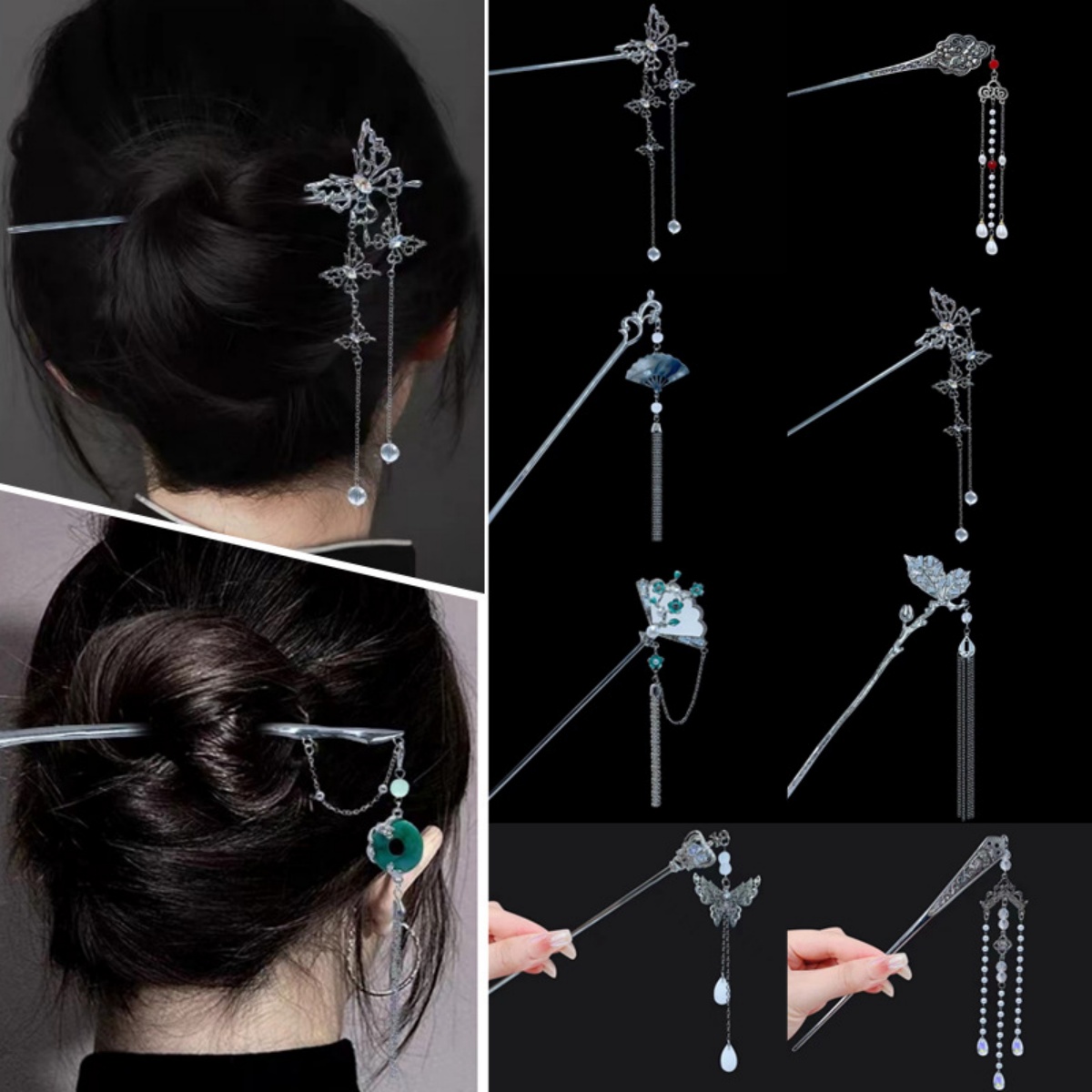 Vintage Fashion Jewelry - 18cm 중국 스타일 머리핀 우아한 꽃