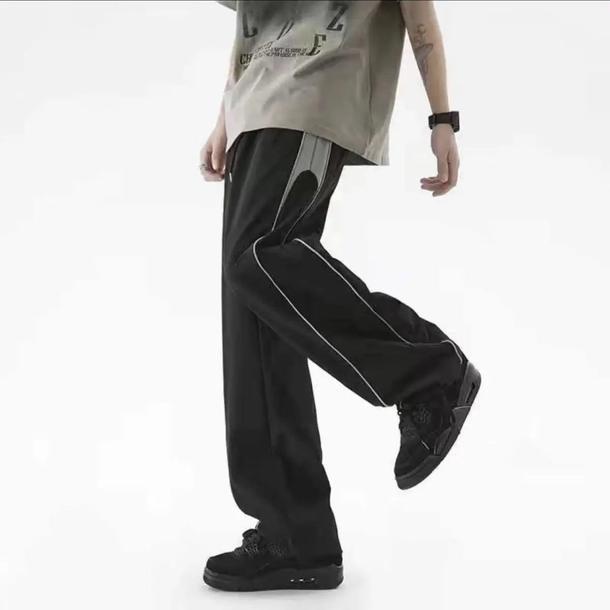 남성용 바지 트렌드 캐주얼 팬츠 남성용 긴 폴리에스터  - Vintage Fashion For Sale 리뷰 및 가격