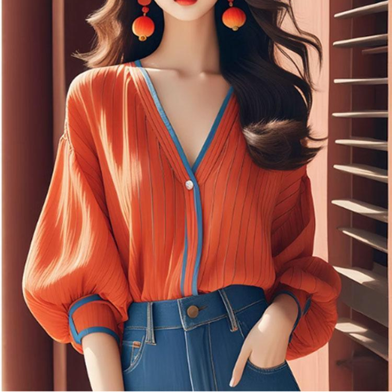 스트라이프 V 넥 느슨한 빈티지 블라우스 봄 새로운 모 - Vintage Fashion Trends 리뷰 및 가격