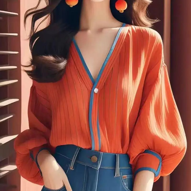 스트라이프 V 넥 느슨한 빈티지 블라우스 봄 새로운 모 - Vintage Fashion Trends 리뷰 및 가격