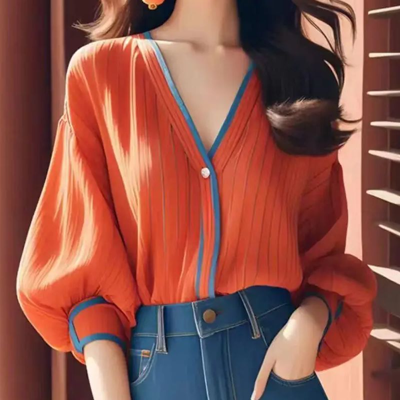 스트라이프 V 넥 느슨한 빈티지 블라우스 봄 새로운 모 - Vintage Fashion Trends 리뷰 및 가격