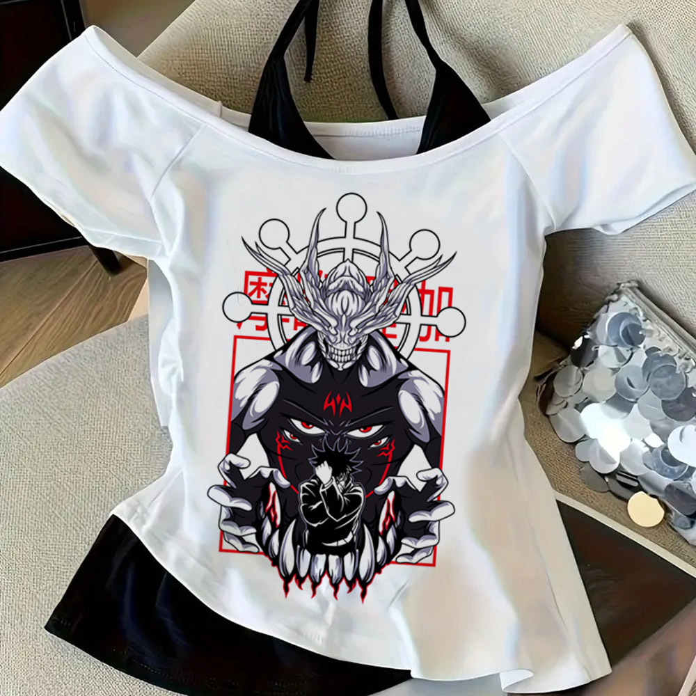 Jujutsu Kaisen Gojo 크롭탑 여성 재미있 - Vintage Fashion For Sale 리뷰 및 가격