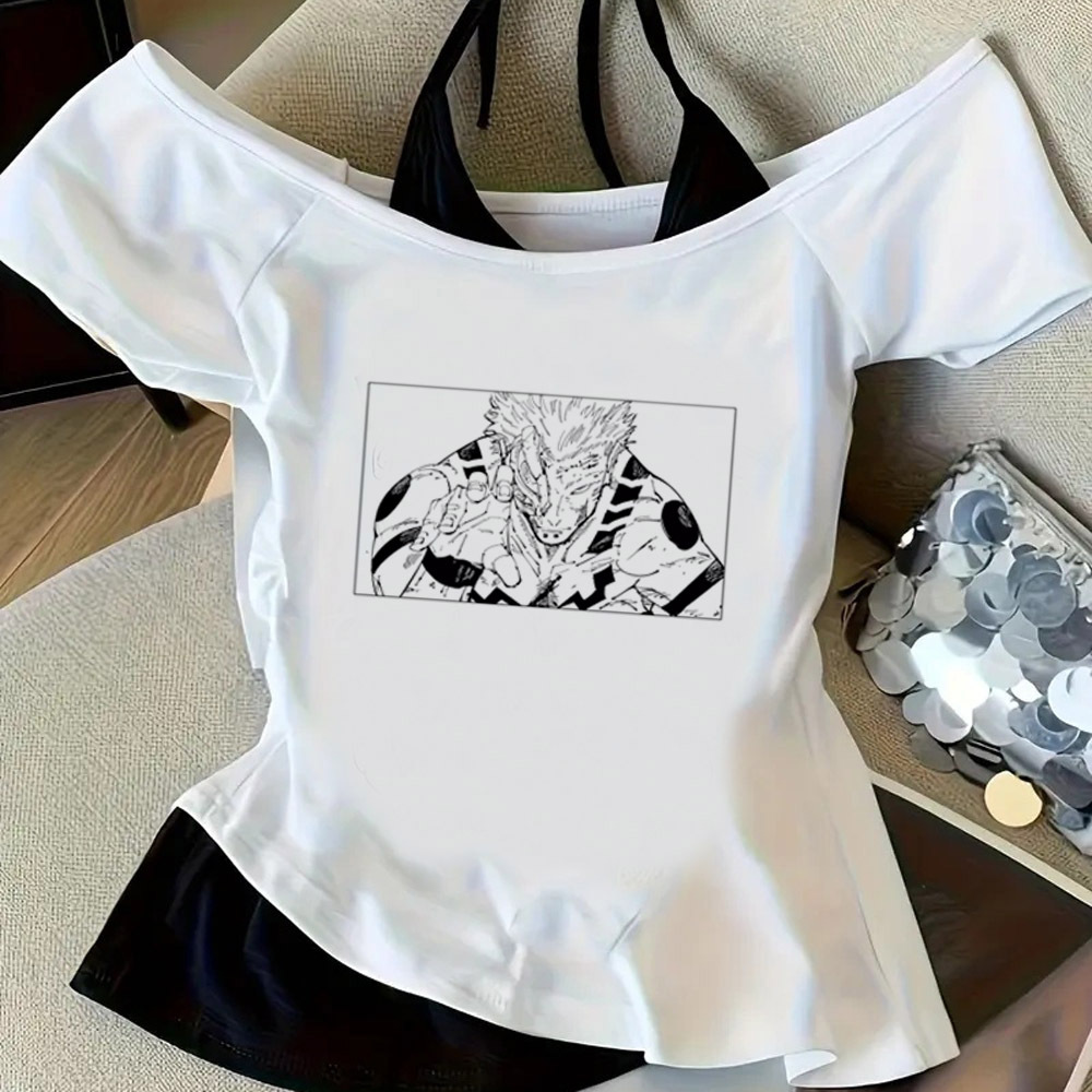 Jujutsu Kaisen Gojo 크롭탑 여성 재미있 - Vintage Fashion For Sale 리뷰 및 가격