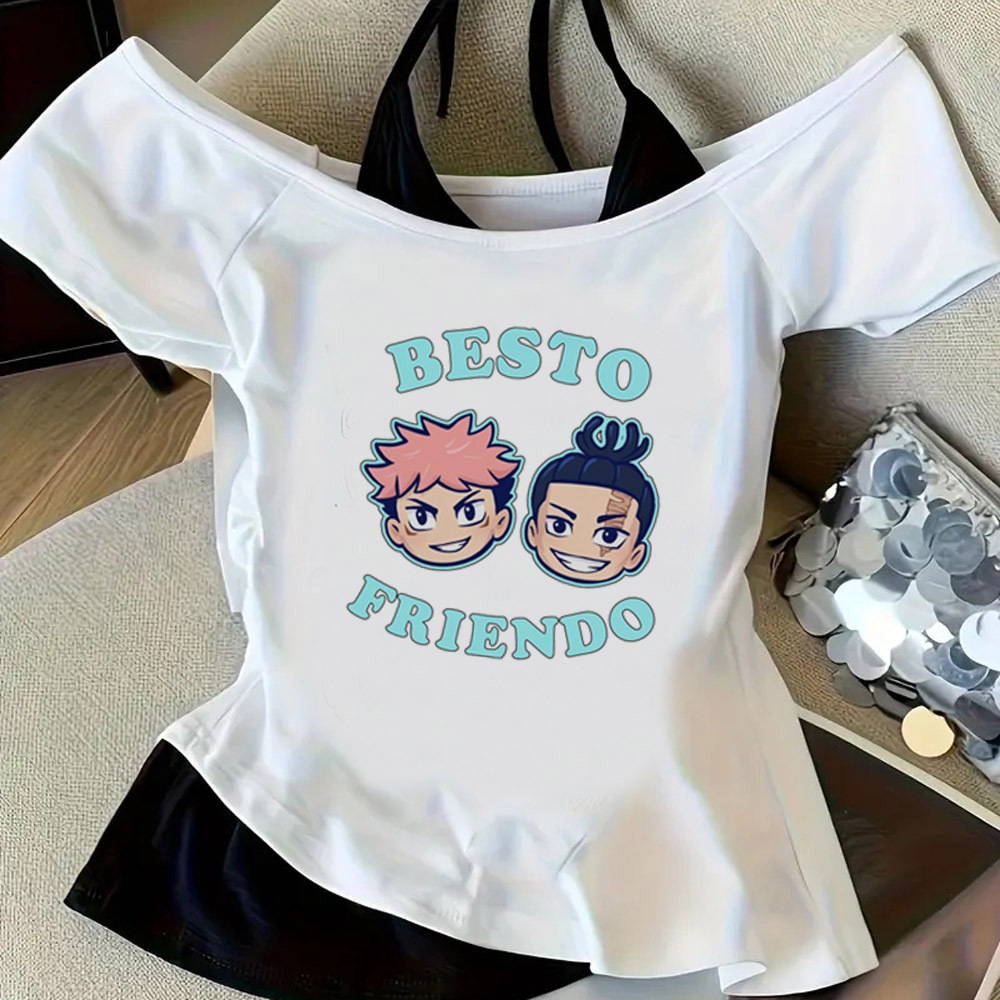 Jujutsu Kaisen Gojo 크롭탑 여성 재미있 - Vintage Fashion For Sale 리뷰 및 가격