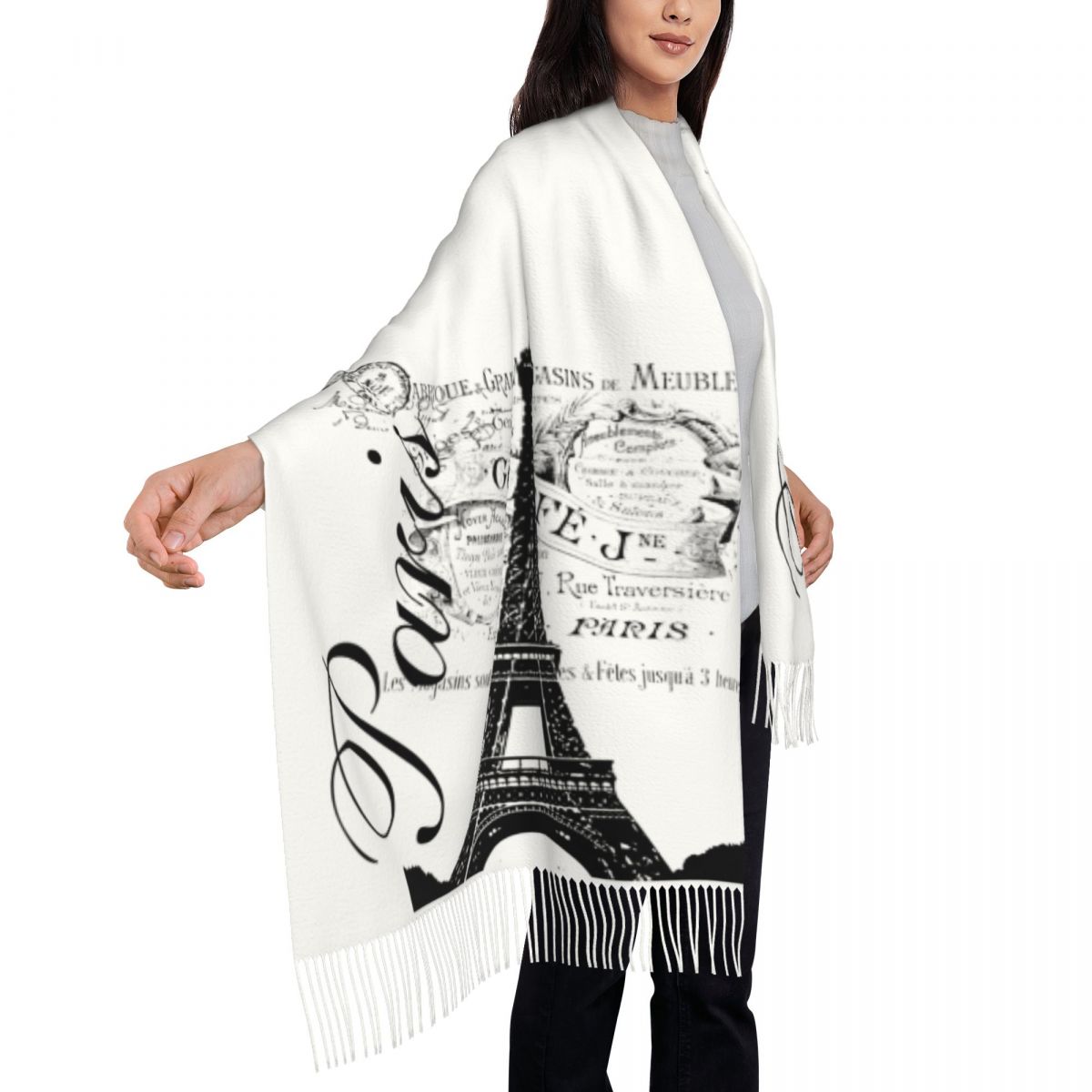 남녀공용 커스텀 프린트 빈티지 에펠 탑 스카프, 겨울  - Vintage Fashion Paris 리뷰 및 가격