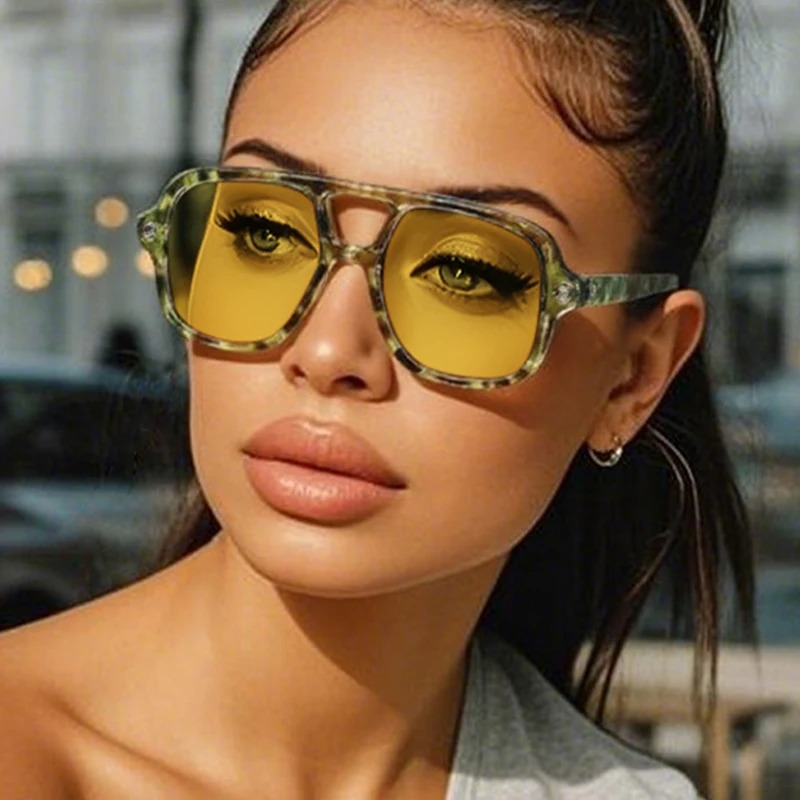 인기 패션 더블 브리지 사각 남성 선글라스 빈티지 펑크 - Vintage Fashion Trends 리뷰 및 가격