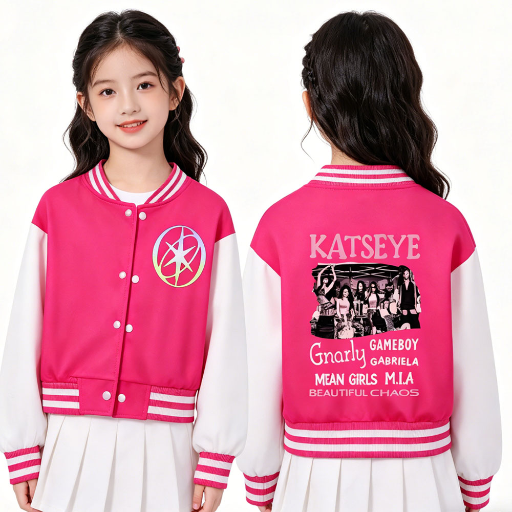 KATSEYE 프린팅 키즈 짧은 야구 재킷 봄 가을 크 - Varsity Jacket Wool 리뷰 및 가격