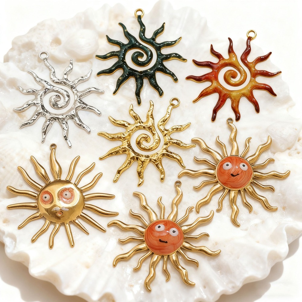 5PCS 스테인레스 스틸 빈티지 나선형 태양 금도금 참 - Vintage Fashion Jewelry 리뷰 및 가격
