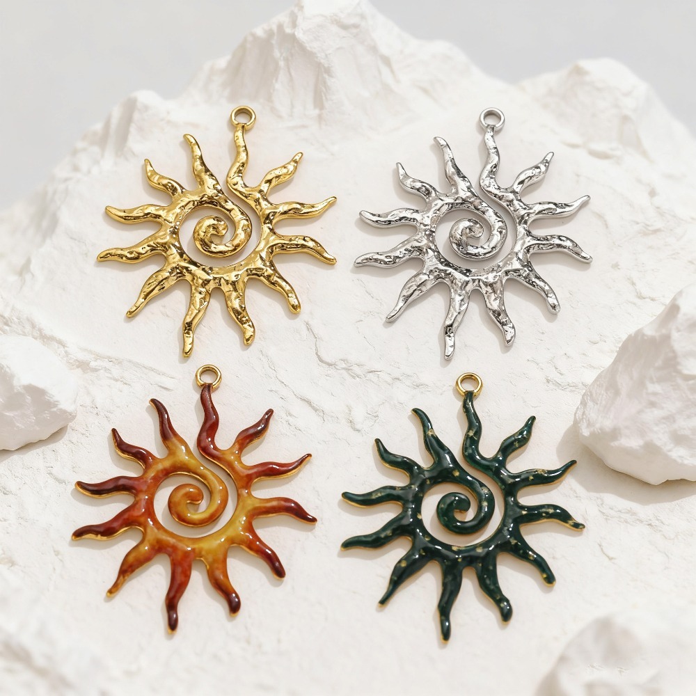 5PCS 스테인레스 스틸 빈티지 나선형 태양 금도금 참 - Vintage Fashion Jewelry 리뷰 및 가격
