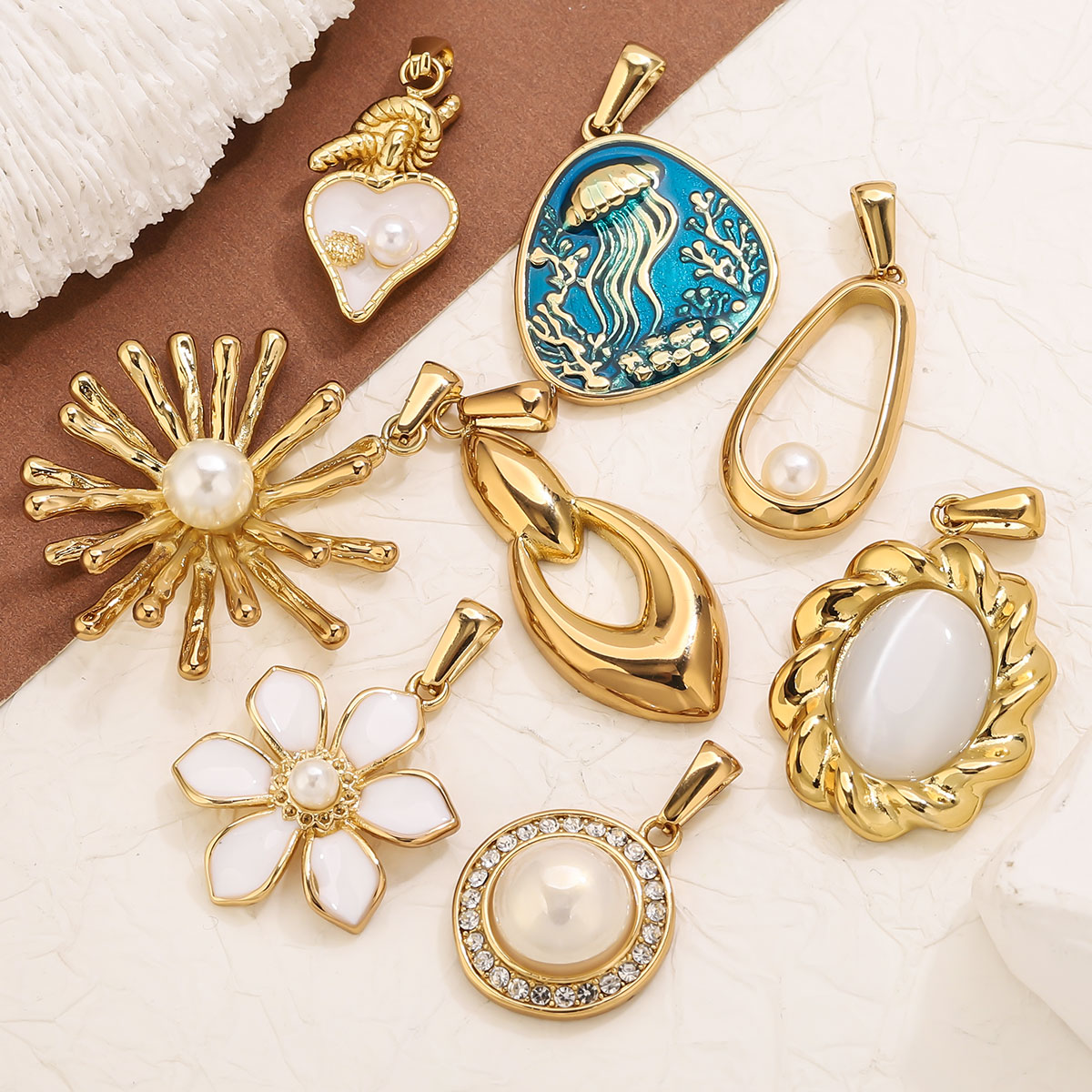 1개 18K 금도금 스테인리스 스틸 꽃 참 장식 빈티지 - Vintage Fashion Jewelry 리뷰 및 가격