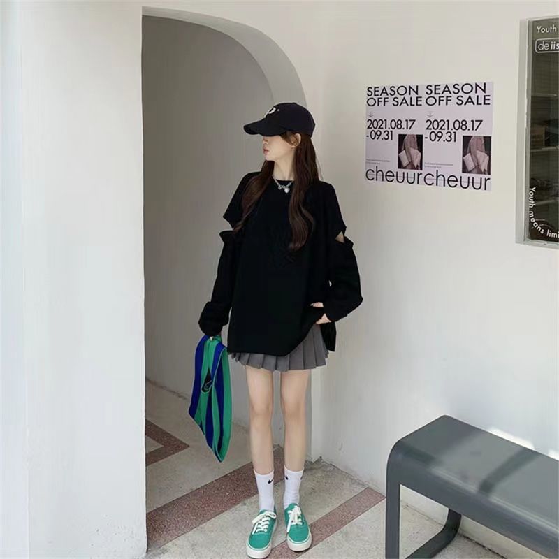 여성용 구멍 뚫린 루즈 트렌드 티셔츠, 긴팔 O넥 플러 - Vintage Fashion Uk 리뷰 및 가격