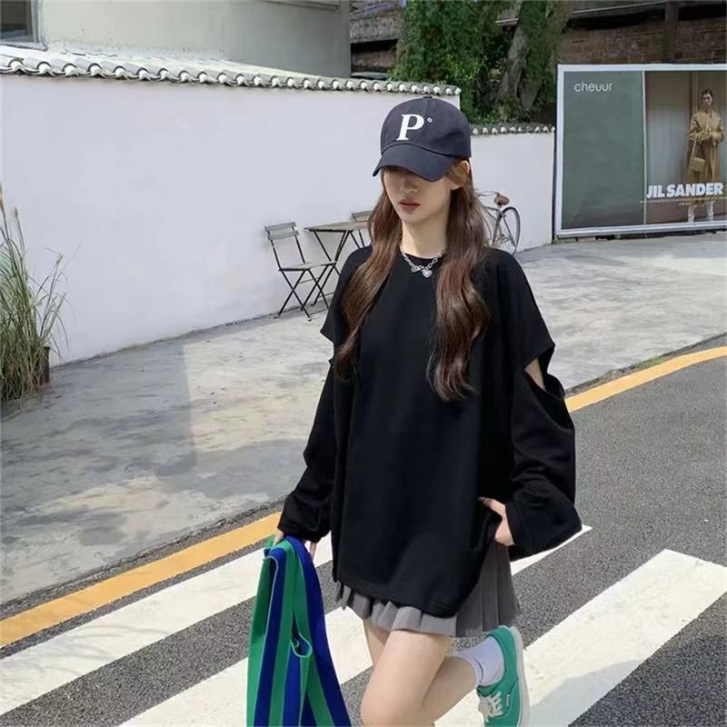 여성용 구멍 뚫린 루즈 트렌드 티셔츠, 긴팔 O넥 플러 - Vintage Fashion Uk 리뷰 및 가격