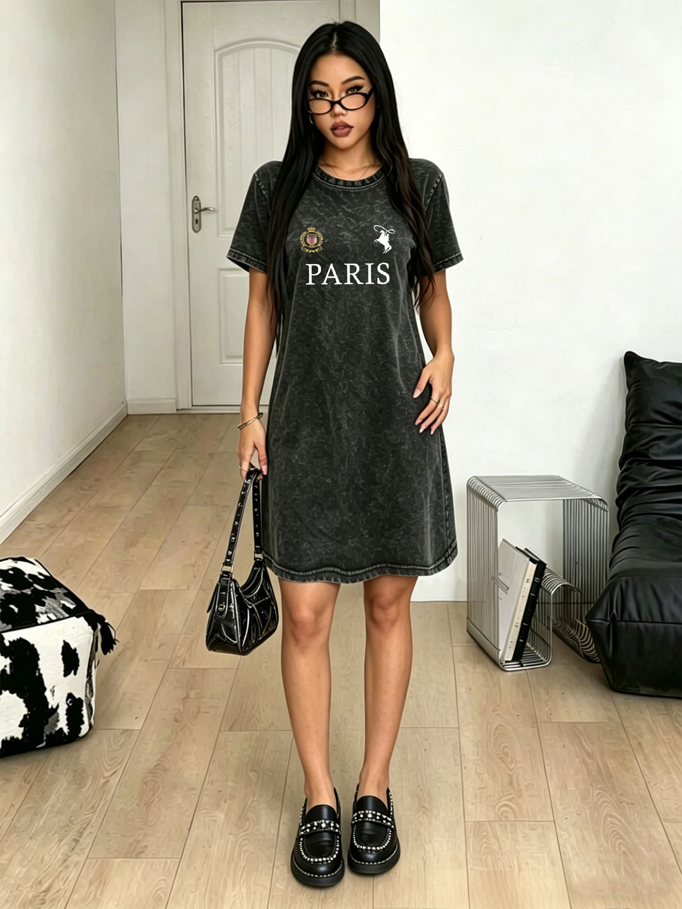 여성용 워싱 빈티지 티셔츠 드레스, 패션 스트리트웨어  - Vintage Fashion Paris 리뷰 및 가격