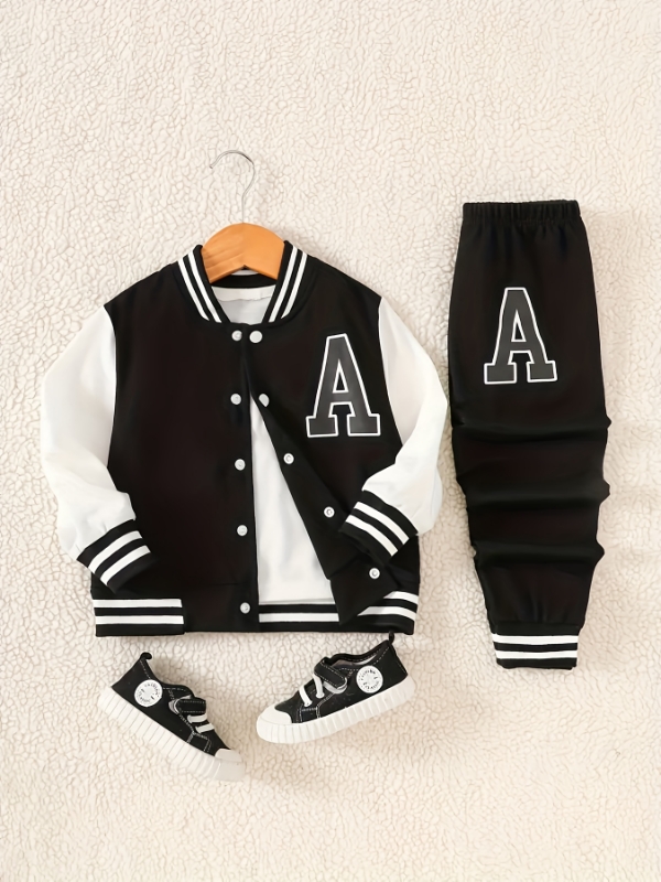 남아용 흑백 레터 'A' 바시티 재킷 및 스웨트팬츠 투 - Varsity Jacket Wool 리뷰 및 가격