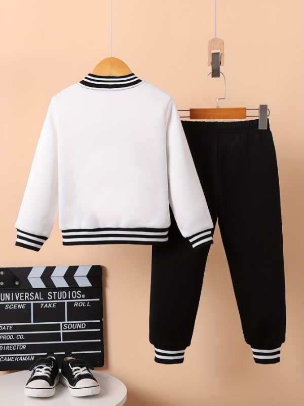 남아용 흑백 레터 'A' 바시티 재킷 및 스웨트팬츠 투 - Varsity Jacket Wool 리뷰 및 가격