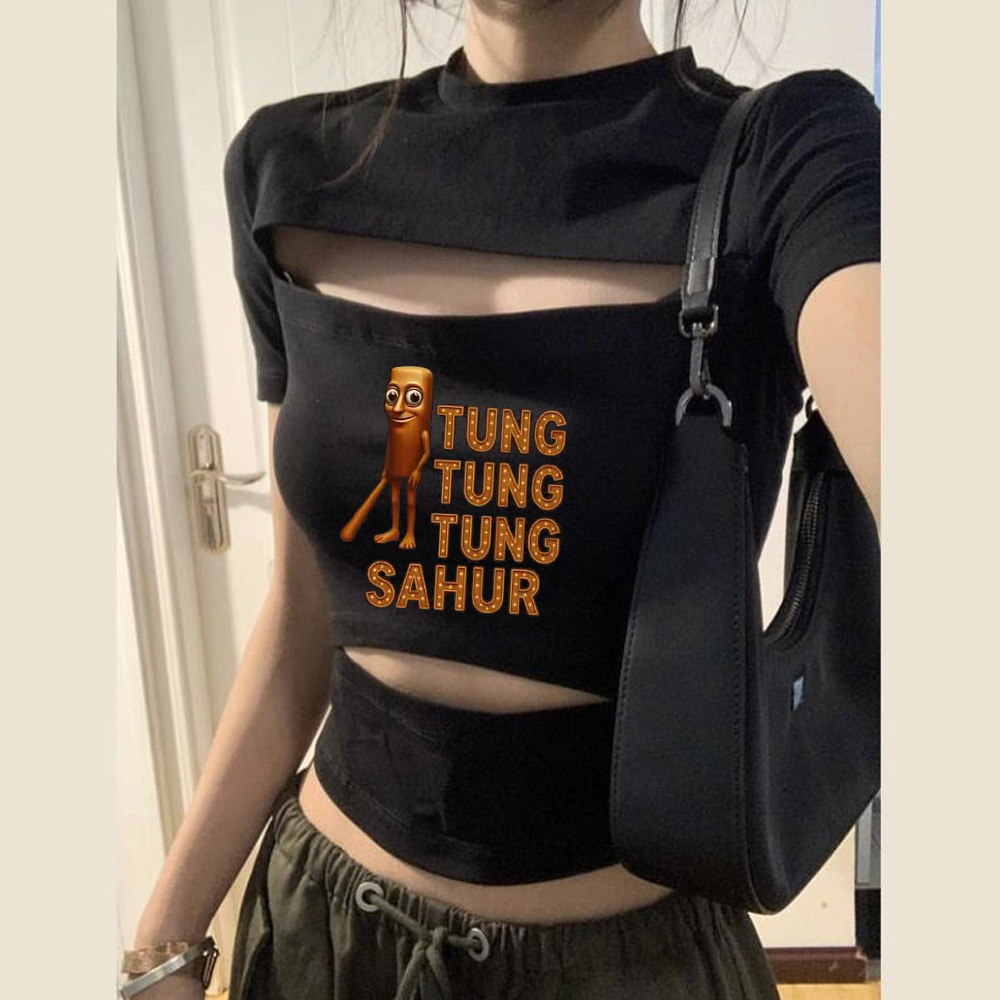 Tung Tung Sahur 크롭탑 여성 클리어런스 세 - Vintage Fashion For Sale 리뷰 및 가격