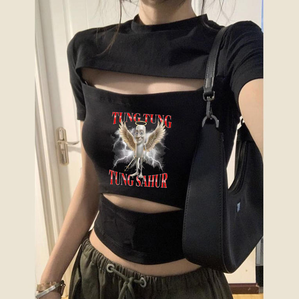 Tung Tung Sahur 크롭탑 여성 클리어런스 세 - Vintage Fashion For Sale 리뷰 및 가격