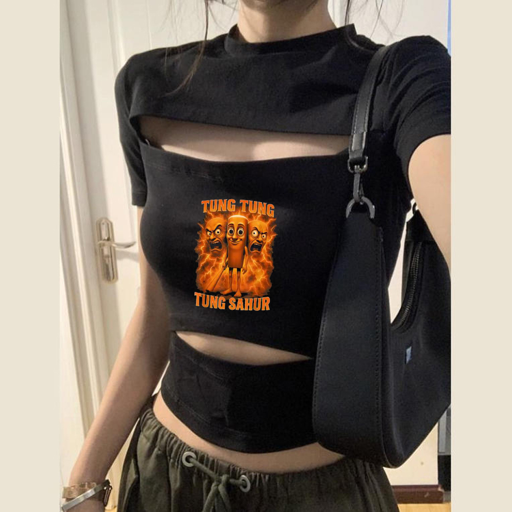 Tung Tung Sahur 크롭탑 여성 클리어런스 세 - Vintage Fashion For Sale 리뷰 및 가격