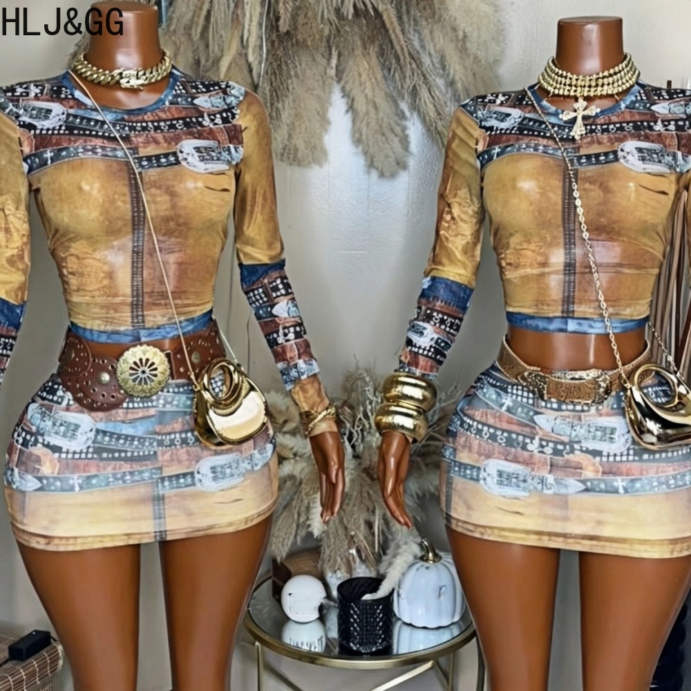 HLJ&GG 패션 빈티지 패턴 프린트 메쉬 투피스 세트 - Vintage Fashion Trends 리뷰 및 가격