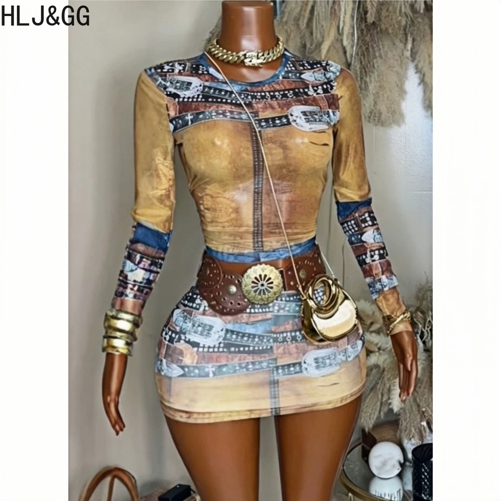 HLJ&GG 패션 빈티지 패턴 프린트 메쉬 투피스 세트 - Vintage Fashion Trends 리뷰 및 가격