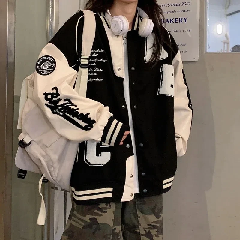 Y2k Lamb Wool Bomber Jacket 여성 - Varsity Jacket Wool 리뷰 및 가격
