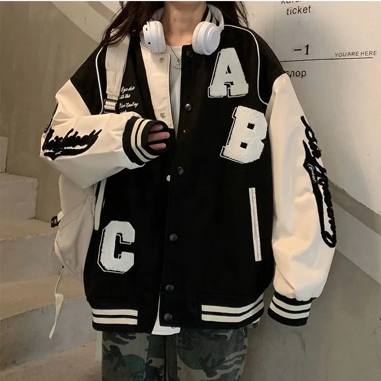 Y2k Lamb Wool Bomber Jacket 여성 - Varsity Jacket Wool 리뷰 및 가격