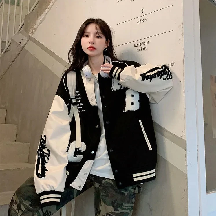 Y2k Lamb Wool Bomber Jacket 여성 - Varsity Jacket Wool 리뷰 및 가격