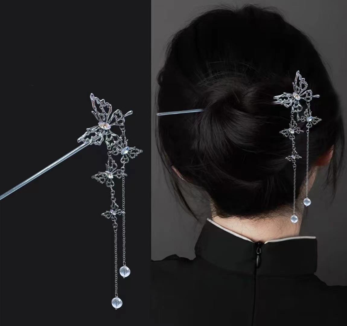 18cm 중국 스타일 머리핀 우아한 꽃 나비 술 헤어  - Vintage Fashion Jewelry 리뷰 및 가격